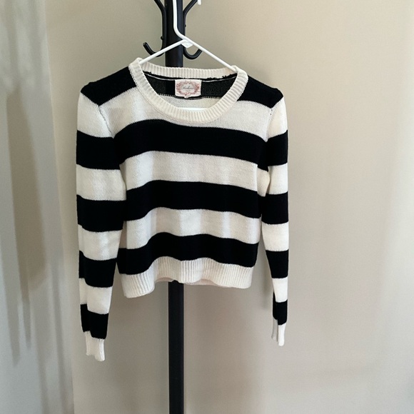 Ambiance Black and White Striped Sweater - Picture 1 of 3